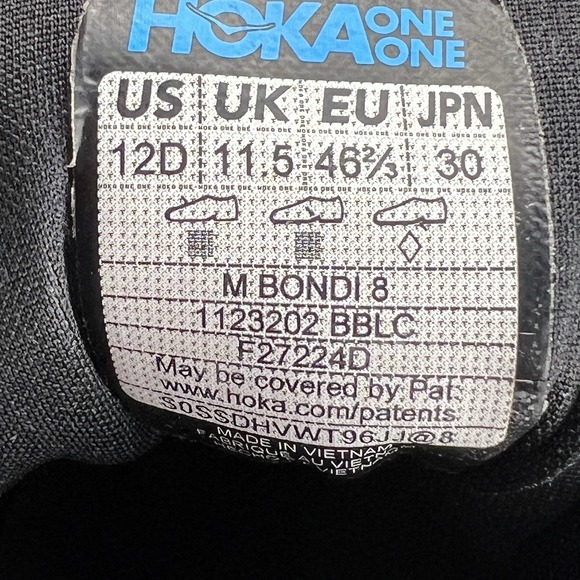 Hoka Bondi 8 Men's 12 D Athletic Sneakers Triple Black Casual Shoes 1123202 BBLC - Picture 13 of 13